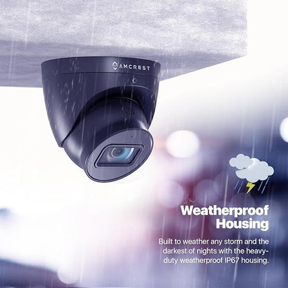 Amcrest Analog 4K Outdoor Security Camera, Turret 8MP @15fps CCTV-Coax-BNC, 98ft Night Vision, 125° Angle, Built-in Mic, Black (AMC4KDM28-B-V3), (Not an IP Camera) DVR Required, Not Included