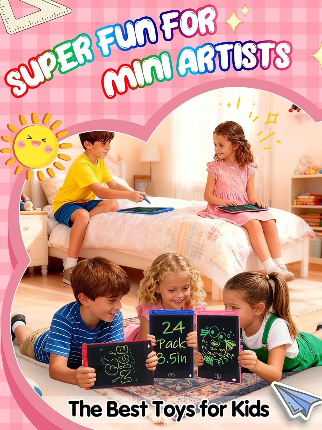 LCD Writing Tablet for Kids Party Favors Bulk - 24 Pack 8.5in Colorful Doodle Board, Erasable Drawing Pad for Goodie Bags Stuffers Birthday Gifts, Learning Travel Toys for Girls Boys Aged 3 4 5 6 7 8