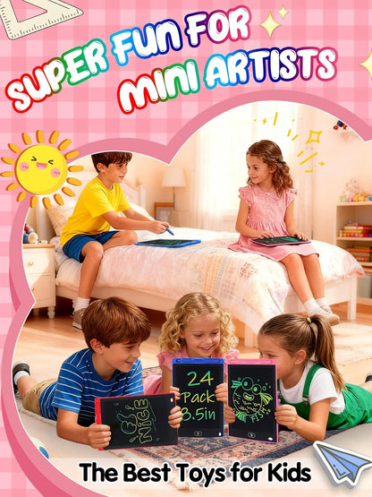 LCD Writing Tablet for Kids Party Favors Bulk - 24 Pack 8.5in Colorful Doodle Board, Erasable Drawing Pad for Goodie Bags Stuffers Birthday Gifts, Learning Travel Toys for Girls Boys Aged 3 4 5 6 7 8