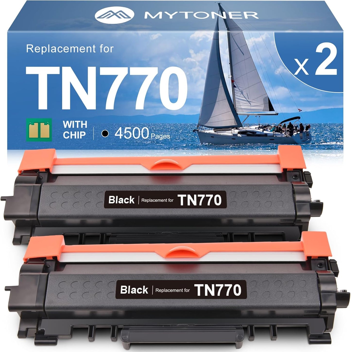 MYTONER Compatible Toner Replacement for Brother TN-770 TN770 Super High Yield Black Toner Cartridge for HL-L2370DW L2370DWXL MFC-L2750DW L2750DWXL Printer 4,500 Page, 2-Pack