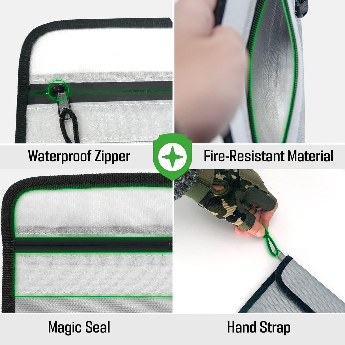 Fireproof Document Bag (5x8 inch), 3Pack Waterproof Money Bag Pocket with Zipper Closure, Storage Pouch for Valuables, A4 A5 Document File, Cash, Credit Card, Passport (3Pack, Grey)