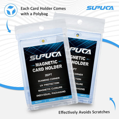 100ct Magnetic Card Holder 35PT, One Touch Card Holder for Trading Card, Card Protectors Hard Plastic, Card Sleeves Display Case for Baseball Card Sports Cards