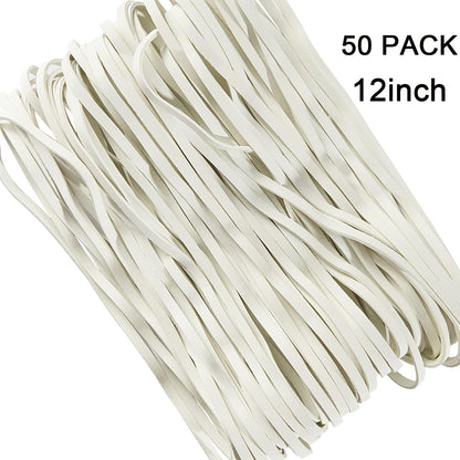 AMUU Rubber Bands 12inch Large 35 Pieces Rubber Bands Fits 8-33 Gallon Trash Cans File folders Elastic Bands for Office Supplies Home White rubber band Trash Cans