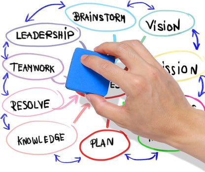 Dry Erase Markers, 48 Pack Magnetic Whiteboard & Chalkboard Cleaners, Small Magnetic Erasers (Blue)