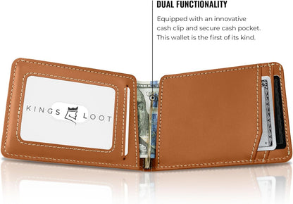 Kings Loot Wallet for Men | Customized Minimalist Slim RFID Blocking Leather Design with Cash Pocket & Card Pull Strap | Holds 1-15 Cards | Stylish & Durable Wallets