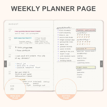 And Per Se 2026 Planner with Pattern-Daily, Weekly & 15-Monthly Leather Hardcover Planner, 5.7" x 8", Daily Schedule, Monthly Tabs, 100 GSM Thick Paper, Back Pocket(Botanical Floral)