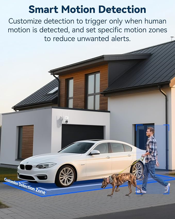 Wireless Security Camera Outdoor, 4MP 10x Optical Zoom Dual Lens WiFi Cameras for Home Security 360° PTZ Surveillance, Color Night Vision, Auto Tracking, Human Detection, 2.4Ghz & 5Ghz WiFi