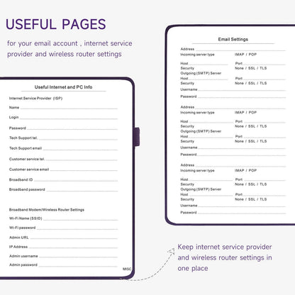 Password Book with Alphabetical Tabs – Hardcover Internet Address & Password Organizer – Password Keeper Notebook for Computer & Website – 5.2 x 7.6" Log-in Password Journal w/Thick Paper (Purple)