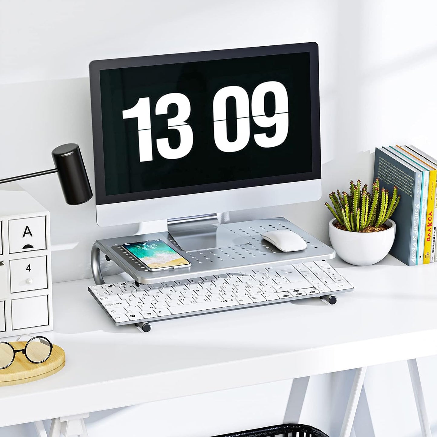 HUANUO Monitor & Laptop Stand - Metal Vented Riser for Screen, Laptops, Printers - Home & Office