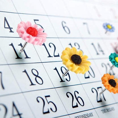 40Pcs Push Pins, Thumb Tacks for Bulletin Board, Flower Decorative Pins and Tacks, Cork Board Thumbtacks, Cute Thumbtack for Office Decorative