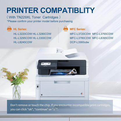 TN229XL TN229 Toner Cartridge High Yield Replacement for Brother TN229 TN229XL Toner Work with Brother MFC-L3780CDW MFC-L3720CDW HL-L3280CDW HL-L3220CDW HL-L3300CDW HL-L3295CDW (4Pack)
