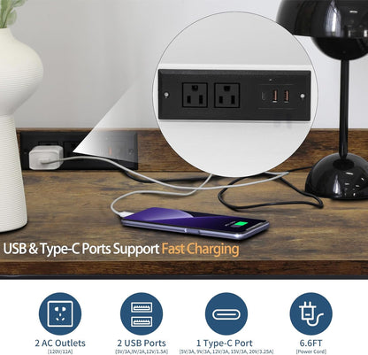 Printer Stand, Printer Table with Storage Shelf for Home Office, 23 x 18 Inch Large Home Printer Stand with Power Outlet USB Port, Printer Cart, PC Tower Stand, Vintage Brown