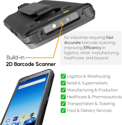Rayoungtek Rugged Android Barcode Scanner Handheld Mobile Computer 1D 2D QR Code NFC Reader IP66 4G WiFi 6.0" Touch Screen for Inventory Retail Logistics