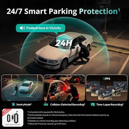 BOTSLAB 3K 4 Channel Dash Cam, 560° All-Sides View, Front and Rear Inside Car Camera with 3.18”Touch Screen, Dash Camera 24/7 Parking Mode, Built-in GPS 5.8GHz WiFi Voice Control, Free 128GB Card