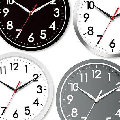AKCISOT Wall Clock 8 Inch Silent Non-Ticking Modern Clocks Battery Operated - Analog Small Classic for Office, Home, Bathroom, Kitchen, Bedroom, School(Black)