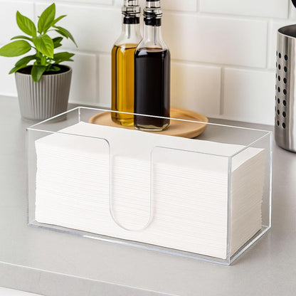 2 Pack Acrylic Paper Towel Holder, Folded Countertop Z-fold C-fold Trifold Napkin Dispenser, Clear Hand Towel Storage Holder Tray for Bathroom, Kitchen, Restaurant