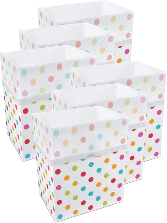 | 13 Gallon Disposable Trash Cans (6-Pack) with Fitted Trash Bags - Reusable Garbage and Recycling Bins for Parties, Events, and More (Polka Dot - 17" Height x 13.5" Width x 10" Depth)