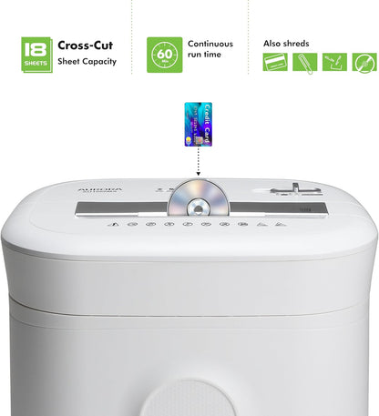 Aurora AU1802XA Anti-Jam 18-Sheet Crosscut Paper and CD/Credit Card Shredder/ 6-Gallon Pullout Basket / 60 Minutes Run Time