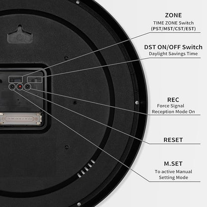 Lumuasky Atomic Wall Clock Analog 12 inch Silent Battery Operated Wall Clocks Modern Clock for Living Room, Office, Home, Bedroom, Kitchen, Bathroom