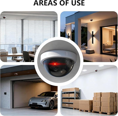 WALI Dummy Fake Security CCTV Dome Camera with Flashing Red LED Light with Security Alert Sticker Decals (SDW-4), 4 Packs, White