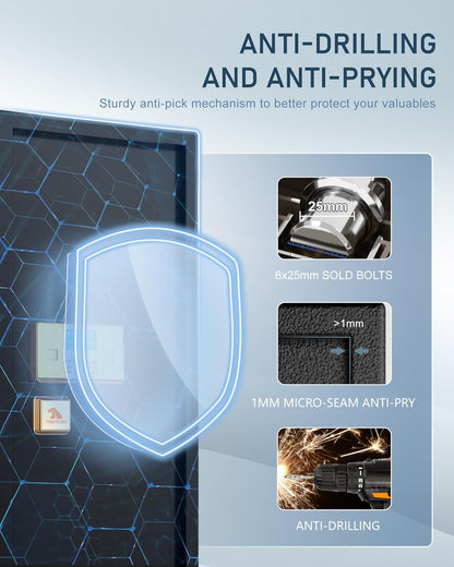 【𝐔𝐒 𝐒𝐓𝐎𝐂𝐊】TIGERKING 5.9 Cu.ft Extra Large Heavy Duty Safe Box, Big Home Safe with Double Safety Key Lock and Separate Lock Box, Digital safe with 2 Removable Shelf for Home Hotel Office, Black