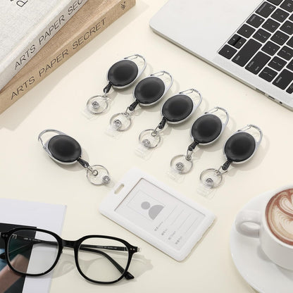 Honoson 50 Pcs Heavy Duty Retractable Badge Reels Batch ID Badge Holder Retractable Clip Bulk Key Holder with Ring for Office Worker Employee, Doctor Nurse Gifts (Clear Black)
