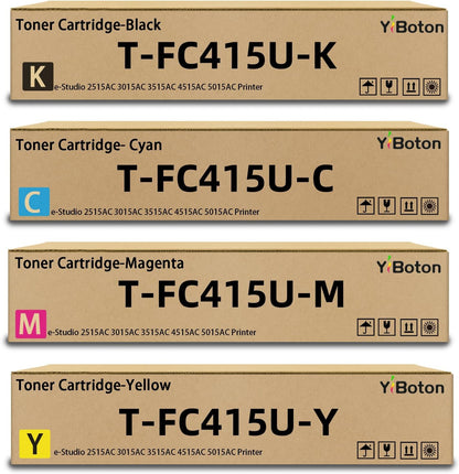 High Yield TFC415U T-FC415U Toner Cartridge Replacement T-FC415U-K T-FC415U-C T-FC415U-M T-FC415U-Y Toner Cartridge for Toshiba e-Studio 2515AC 3015AC 3515AC 4515AC 5015AC Printer (4 Pack)