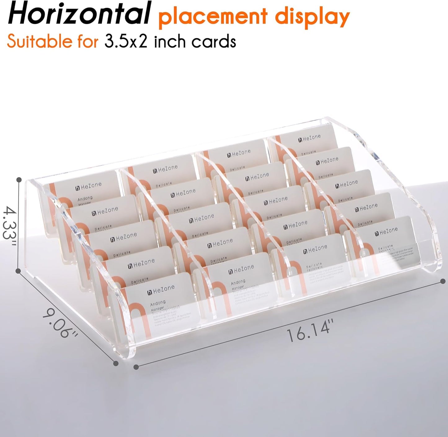 Business Card Holder for Desk,Multiple Card Organizer,Acrylic Business Card Stand Display Holder,Office Desk Accessories for Man and Woman,Organize 1000 Cards-Clear(20 Slots 4 Tier-H)