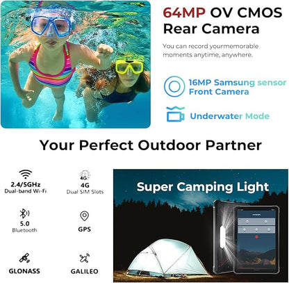 HOTWAV R9 Pro 2025 Rugged Tablet 2K 11-Inch Android 14 Tablets, 20080mAh Waterproof Tablet 20GB+256GB/2TB TF Outdoor Tablets 64MP+16MP IP68IP69K/4G Dual SIM/WiFi 5/Face ID/GPS/OTG/Camping Lanten