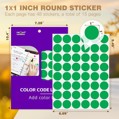 PARLAIM 1 inch Round Green Dot Sticker,720PCS Permanent Adhesive Color Code Circle Sticker Labels for Office Classroom Garage Sale