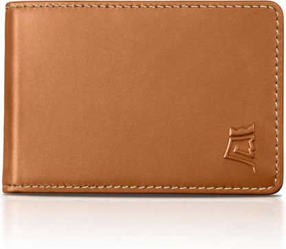 Kings Loot Wallet for Men | Minimalist Slim RFID Blocking Leather Design with Cash Pocket & Card Pull Strap | Holds 1-15 Cards | Stylish & Durable Wallets (Saffron)