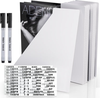 Facmogu 20PCS Vinyl Record Dividers, 12 Inches Reusable Index Card Dividers, Writable Blank DIY Album Vinyl Separators for LP DVD Record Organizer, Horizontal and Vertical Record Storage Card - White