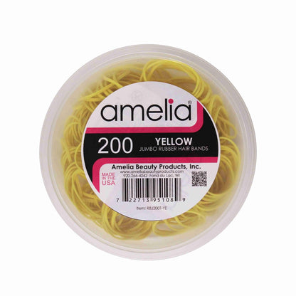 200, Jumbo Size, Yellow Color, US Made Rubber Bands for Pony Tails and Braids