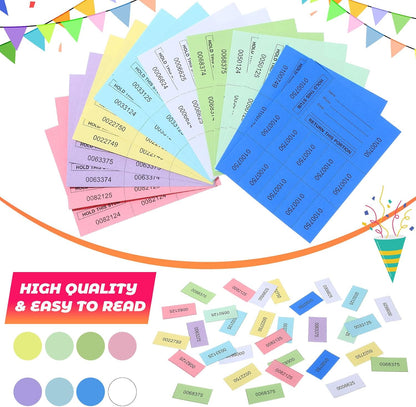 Kosiz 1000 Sheet 10 Bid Raffle Tickets Chinese Auction Tickets Sheets Auction Fundraiser Ticket Numbered with Name and Phone Number Per Sheet Raffle Tags for Silent Auction(Light Color)