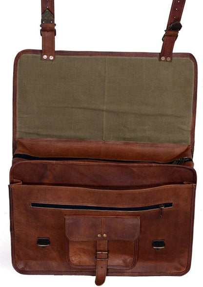 Leather briefcase for men 18 inch laptop messenger bag office satchel computer bag for men and women (18 INCH)