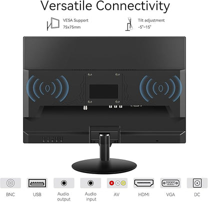 21.5 inch Computer Monitor 1920x1080 PC Monitor with HDMI VGA AV BNC USB Ports, 60Hz, 5Ms, VESA, Display Build-in Speakers for Office Home