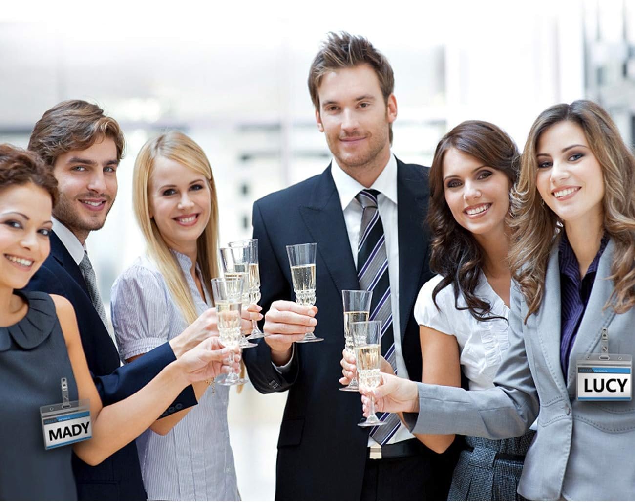 ID Badge Holder with Clip Clear Plastic Name Tag Holders Horizontal Ziplock Waterproof PVC ID Card Holder with Clip Straps(25 Pack, Horizontal 2.3X3.5)