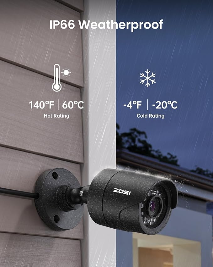 ZOSI H.265+ 1080p 16 Channel Home Security Camera Outdoor Indoor, 16CH CCTV DVR with AI Human Vehicle Detection and 16 x 1080p Surveillance Bullet Camera, 100ft Night Vision, 90° View Angle, 2TB HDD