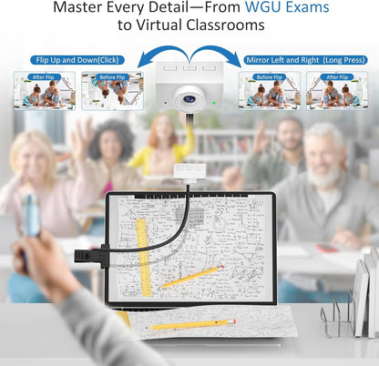 Webcam 1080P for PC, Eye Contact Webcam for Desktop Computer (White)