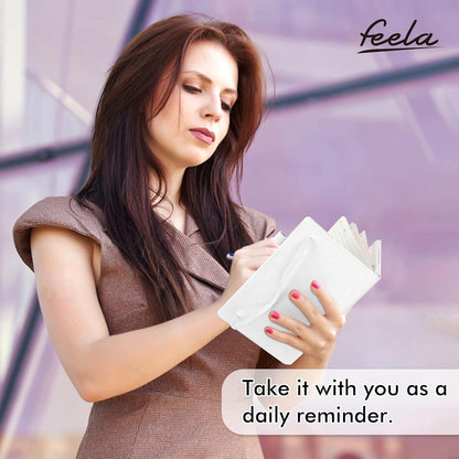 feela College Ruled Notebooks, 24 Pack Business Notebook Hardcover Lined Writing Journal with Pen Holder for Men Women Note Taking, with 24 Black Pens, 120 GSM, 5.1”x8.3”, A5, White