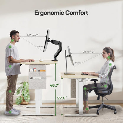 Marsail 55x24 Electric Standing Desk - Adjustable Height Computer Desk with Memory Presets, Storage Bag & Cable Management for Home Office & Gaming Workstations