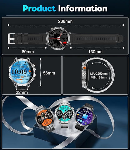 LIGE Smart Watch for Men Answer/Make Call for Android iOS, 1000mAh Battery/Flashlight, 1.85'' HD Military Smartwatch with 100+ Sports Modes, Heart Rate Sleep Monitor, IP68 Waterproof Fitness Tracker