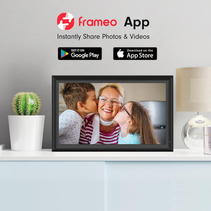 FRAMEO 15.6 inch Digital Picture Frame,Large WiFi Photo Frame 32GB,FHD IPS Touch Screen, Wall-Mounted,Share Photo/Video, Living Room Elderly Parents Birthday