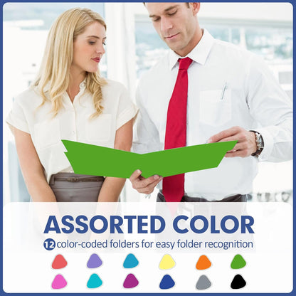 File Folder, PANDRI 270 Pack Colored File Folder, 1/3 Cut Tab, Letter Size, Assorted 12 Colors Filing Folder for Office School Business