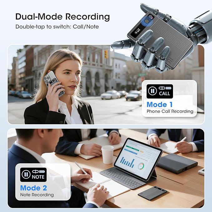 AI Voice Recorder - AI Note Taking Device with Transcribe & Summarize, Support 118 Languages, 64GB APP Control, AI Noise Cancellation, Clear Audio Recorder for Lectures, Meetings, Calls
