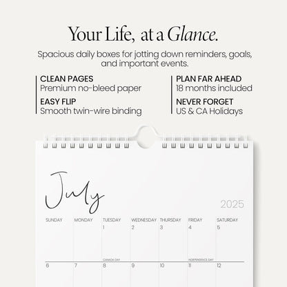 Karto Wall Calendar 2025-2026 - Vertical 11x17 inch July 2025 to December 2026 - Boost Your Productivity and Easy Planning with the Aesthetic Monthly Calendar - Cursive