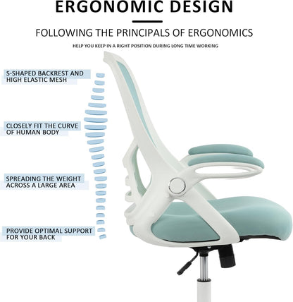 HYLONE Office Chair Ergonomic Desk Chair with Adjustable Armrests, Mesh Executive Chair, Home Office Computer Chairs for Long Hours(Blue)