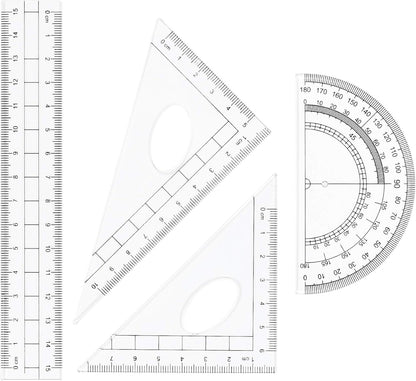 10 Pieces Math Geometry Kit Set Student Supplies with Shatterproof Storage Box,Includes Rulers,Protractor,Compass,Eraser,Pencil Sharpener,Lead Refills,Pencil,for School and Drawings（Blue）