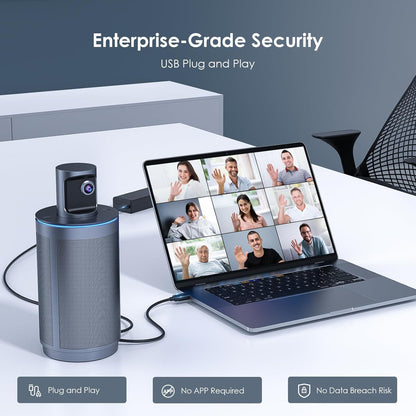 NexiGo Meeting 360 (Gen 2), 8K Captured AI-Powered Framing & Speaker Tracking, Plug & Play, 1080p HD 360-Degree Smart Video Conference Camera, 8 Noise-Cancelling Microphones