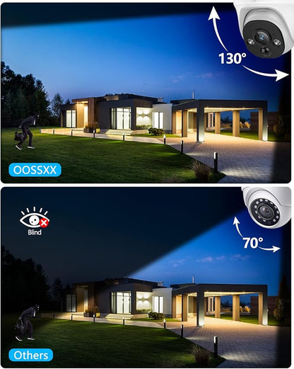 OOSSXX (4K HD & 130° Ultra Wide-Angle) 2-Way Audio 8MP Wired Dome PoE IP Cameras for Home Security Outdoor Camera System, 2Pcs Dome Cameras/2Pcs Bullet Camera, PIR Detection